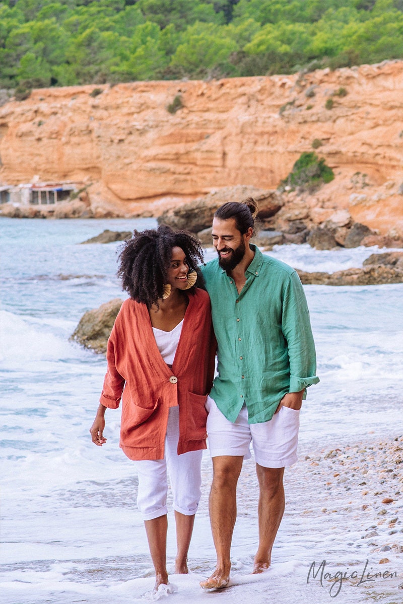 Mens Linen Shorts - White Drawstring Shorts with Relaxed Fit - Breathable Lightweight Clothing for Men - Easy Outfit STOWE