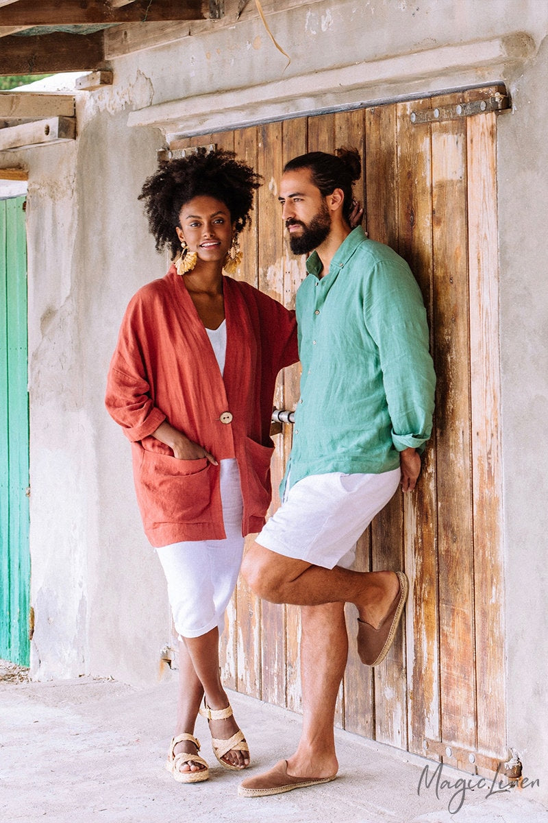 Mens Linen Shorts - White Drawstring Shorts with Relaxed Fit - Breathable Lightweight Clothing for Men - Easy Outfit STOWE