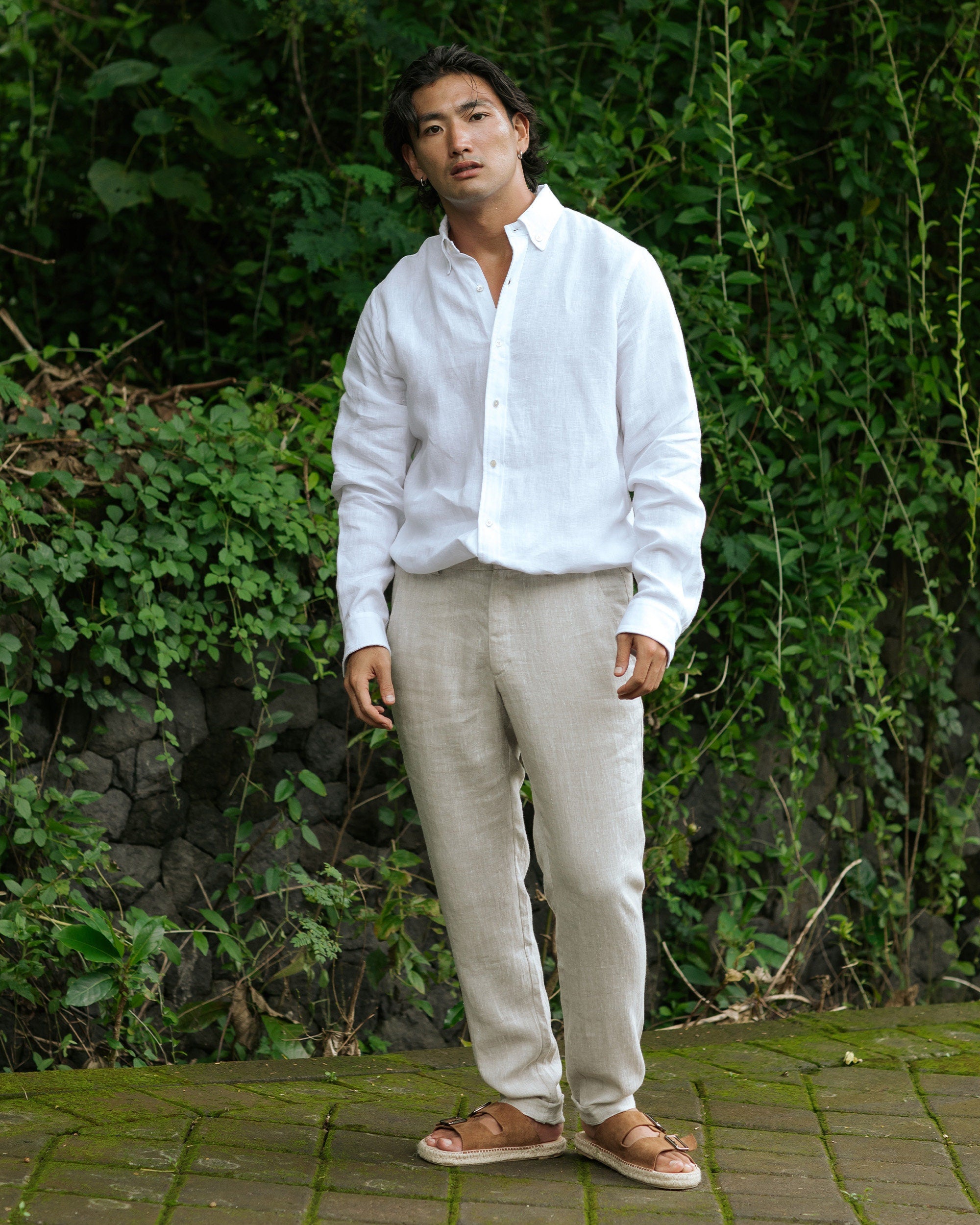 Natural Linen Pants for Men - Soft Relaxed Fit Trousers - Casual Travel Pants - Beach Wedding Outfit - Sustainable Menswear SOGLIO