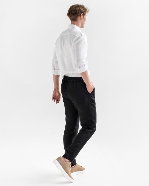 Black Linen Pants for Men - Lightweight Trousers - Relaxed Fit Casual Pants - Vacation Wedding Pants - Sustainable Menswear SOGLIO