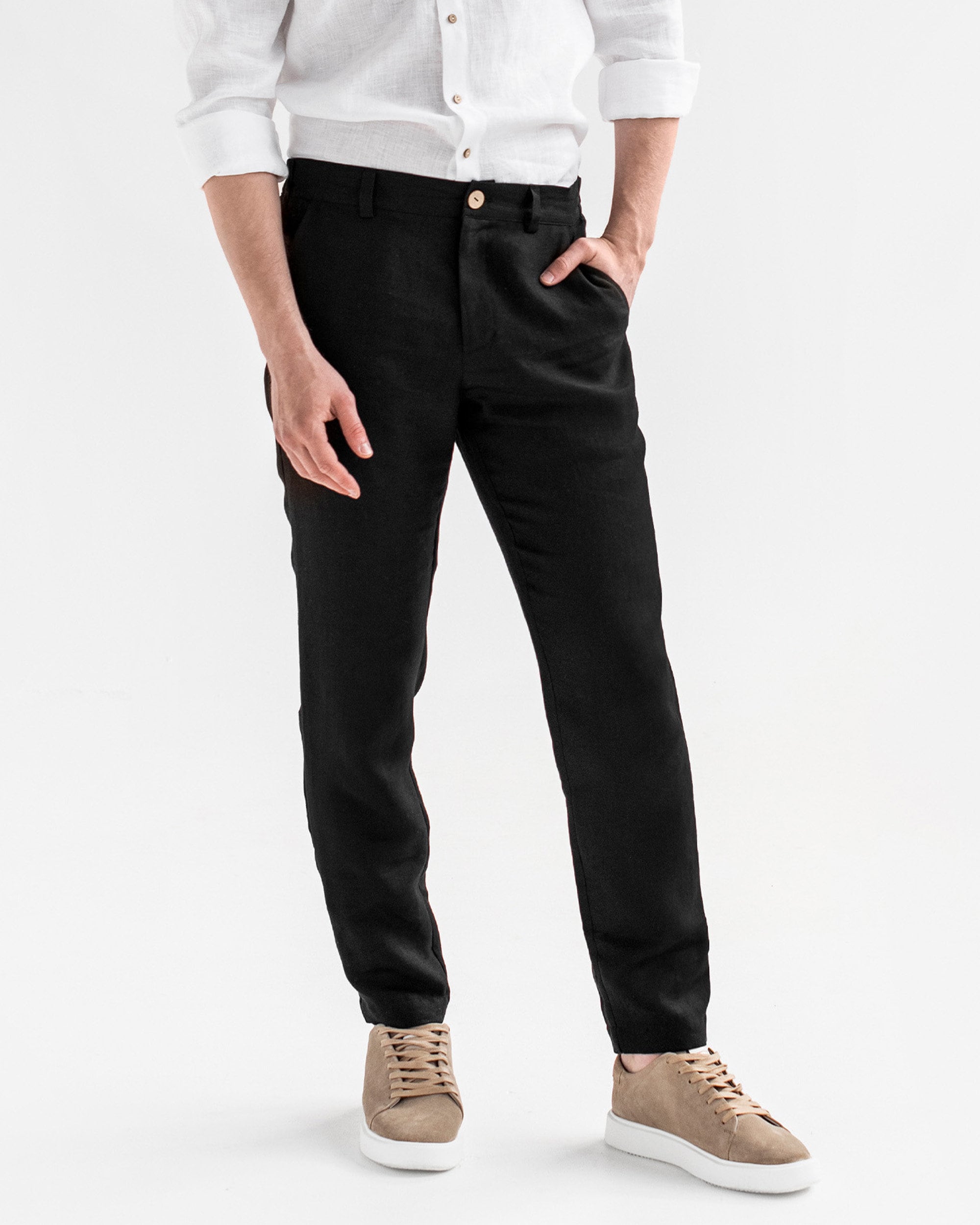 Black Linen Pants for Men - Lightweight Trousers - Relaxed Fit Casual Pants - Vacation Wedding Pants - Sustainable Menswear SOGLIO