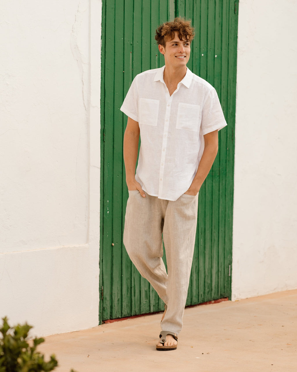Men's Linen Pants - Breathable Trousers with Elastic Waist and Cargo Pockets - Lightweight Casual Wear TRUCKEE