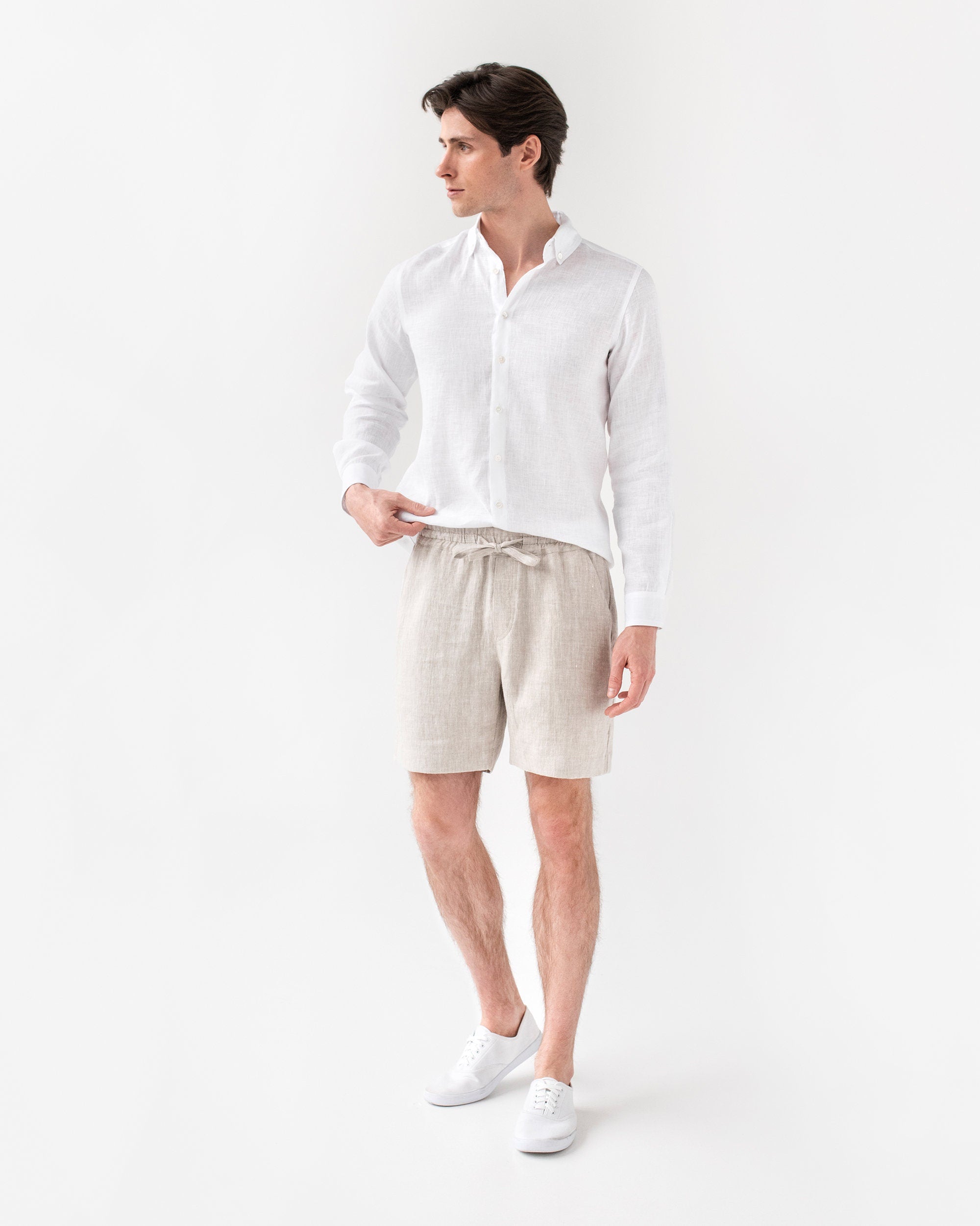 Mens Linen Shorts - Cinnamon Drawstring Shorts with Relaxed Fit - Lightweight Ethical Clothing for Men - Breathable Outfit STOWE