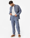 Men's Heavyweight Linen Shirt - Oversized Button Up Linen Overshirt - Denim Look Fall Shirt for Men - Organic Flax Long Sleeve ASHEVILLE