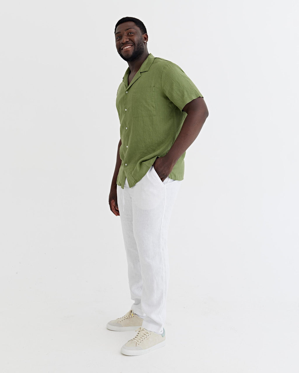 Mens Natural Linen Pants - Tapered Trousers in Natural Melange - Lightweight Drawstring Pants - Breathable Soft Sustainable Menswear PALERMO