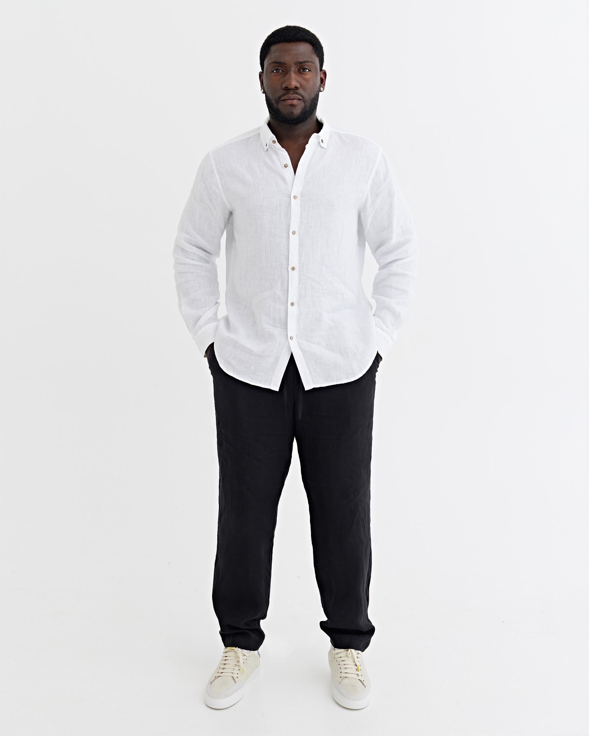 Mens Natural Linen Pants - Tapered Trousers in Natural Melange - Lightweight Drawstring Pants - Breathable Soft Sustainable Menswear PALERMO