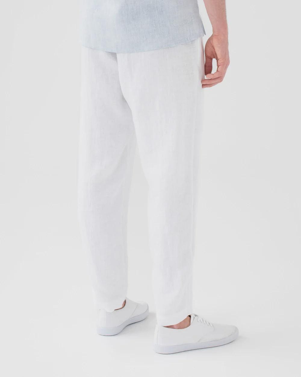 Men's Linen Pants - Breathable Trousers with Elastic Waist and Cargo Pockets - Lightweight Casual Wear TRUCKEE