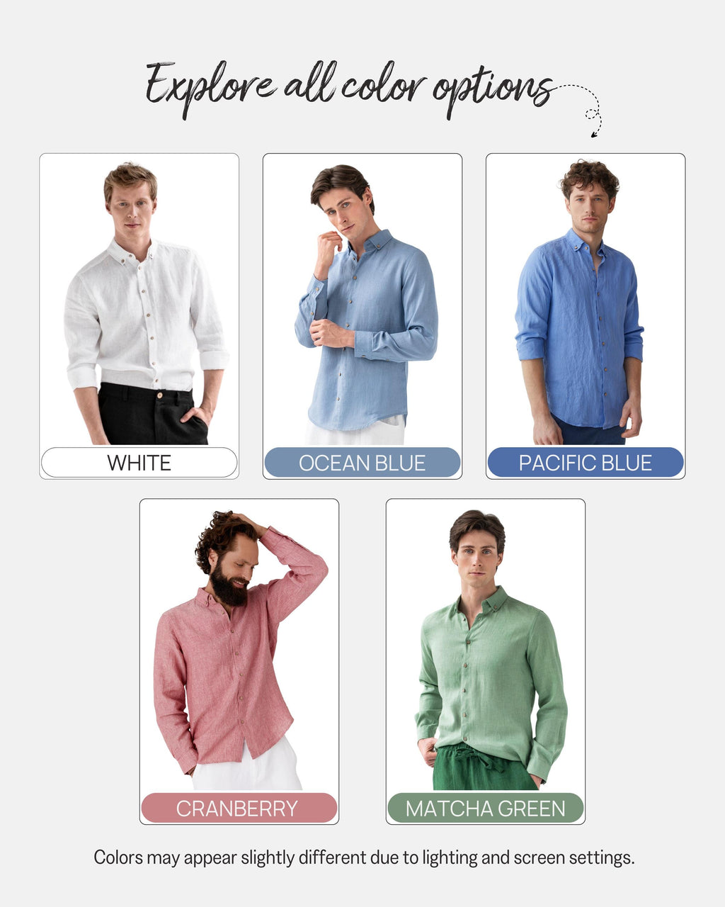 Men's Linen Shirt in Ocean Blue - Lightweight Breathable Long Sleeve Shirt - Casual Button Down Top for Travel, Resort, Gift NEVADA