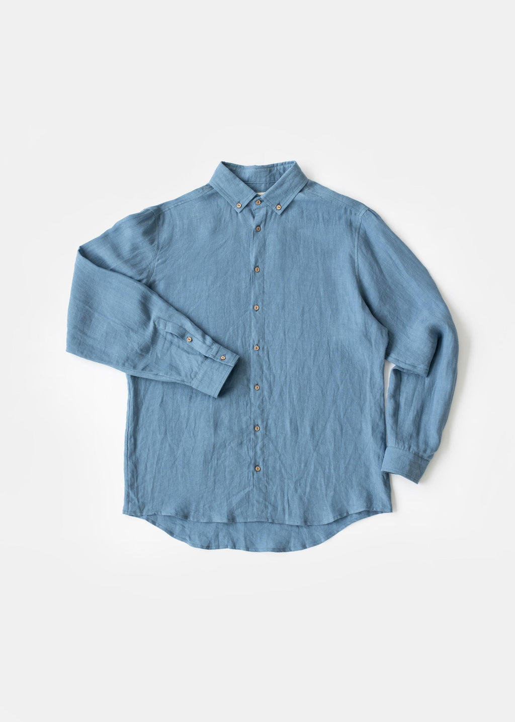 Men's Linen Shirt in Ocean Blue - Lightweight Breathable Long Sleeve Shirt - Casual Button Down Top for Travel, Resort, Gift NEVADA