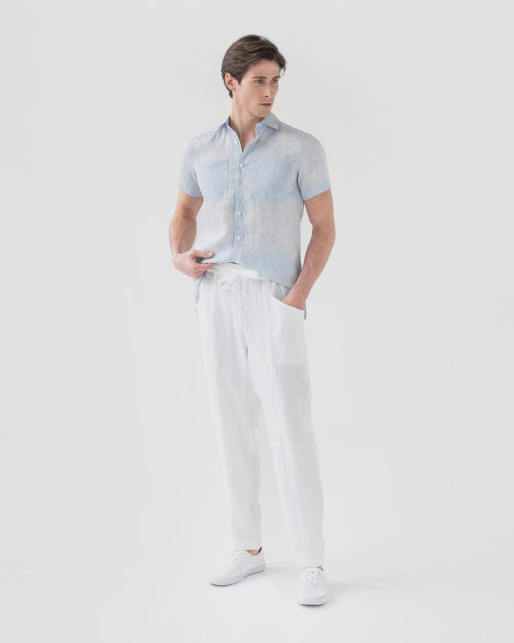 Men's Linen Pants - Breathable Trousers with Elastic Waist and Cargo Pockets - Lightweight Casual Wear TRUCKEE