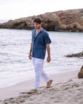 Men's Linen Pants - Breathable Trousers with Elastic Waist and Cargo Pockets - Lightweight Casual Wear TRUCKEE