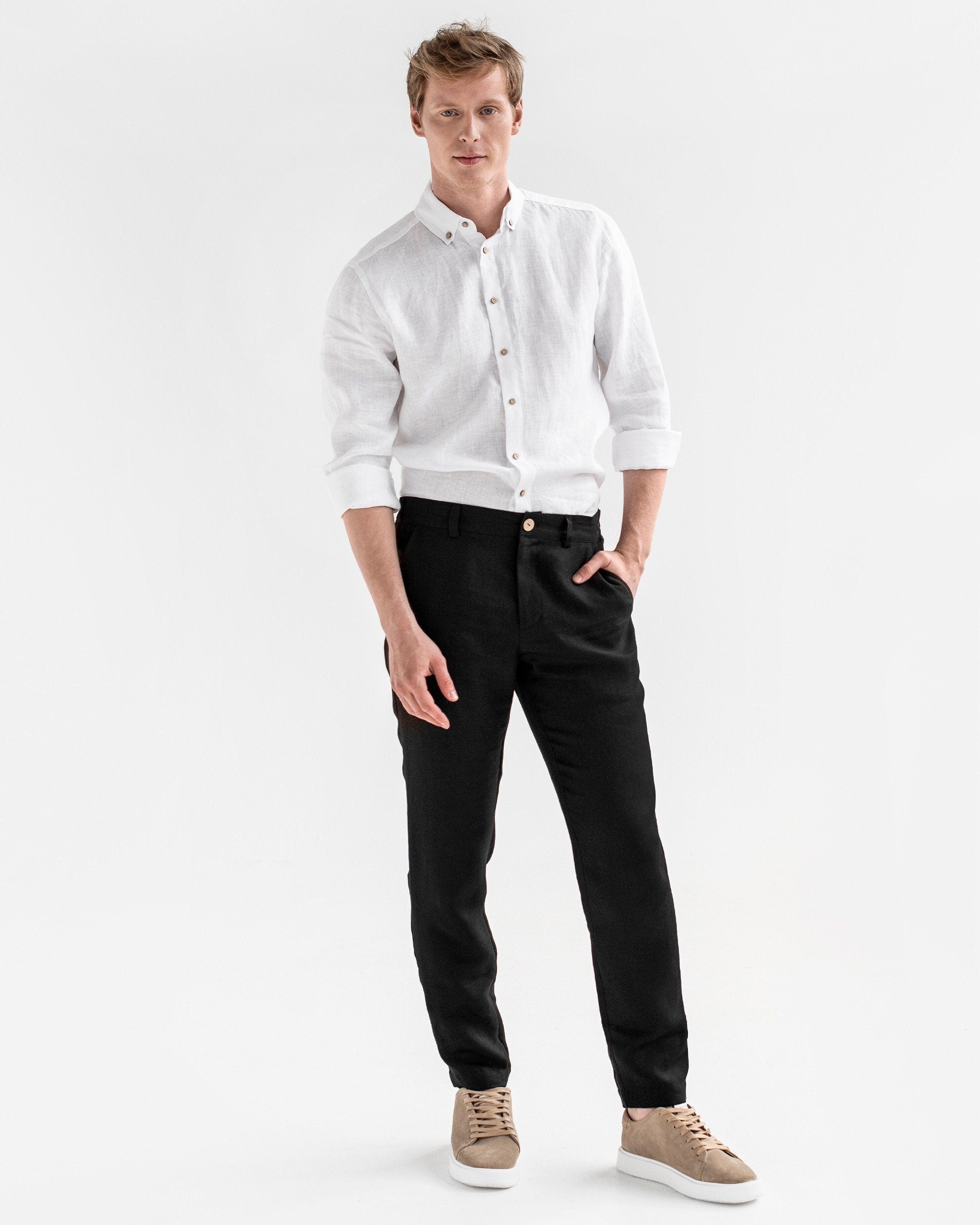 Black Linen Pants for Men - Lightweight Trousers - Relaxed Fit Casual Pants - Vacation Wedding Pants - Sustainable Menswear SOGLIO