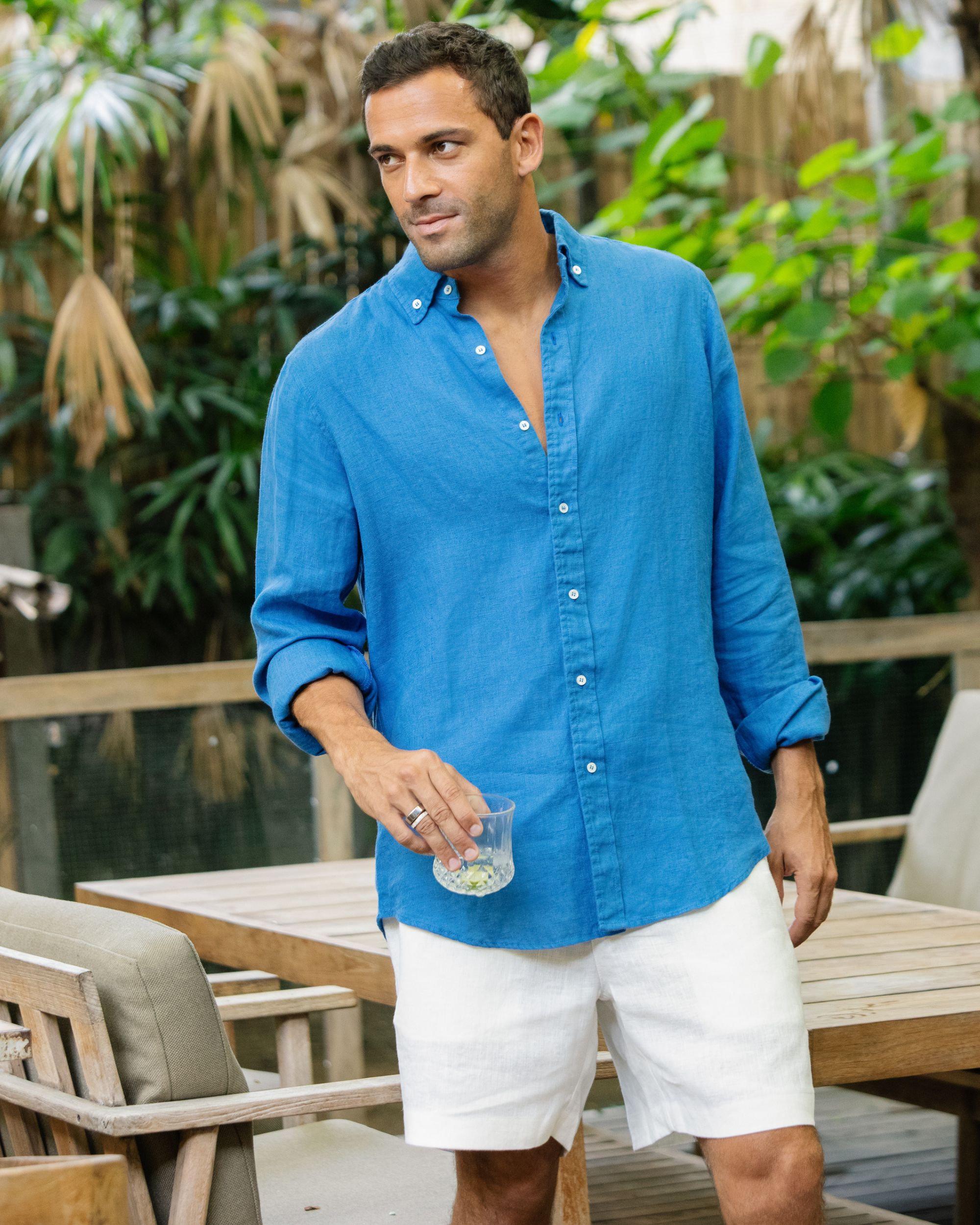 Sage Green Linen Shirt for Men - Long Sleeve Lightweight Button Down Shirt - Relaxed Fit Shirt - Natural Style SINTRA